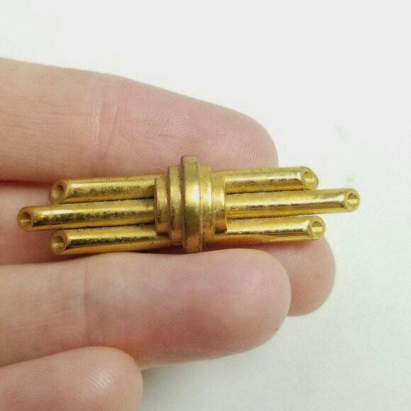 Vintage Gold Tone Bar Brooch with Loops for Charms, Retro Estate, Unisex Pin - Picture 2 of 6